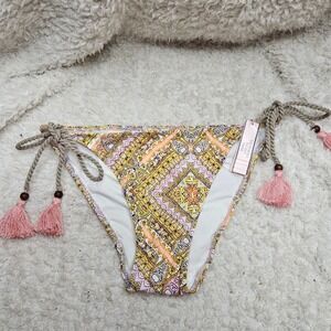 Victoria's Secret Paisley‎ Tie Tassel Bikini Swim Bottoms sz M NWT